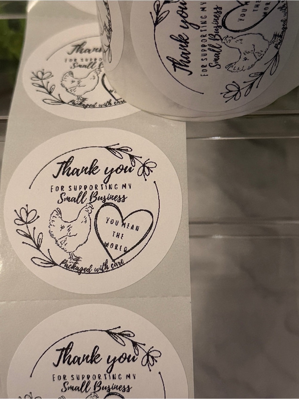 Chicken Thank You Stickers 2” Circle | 200 Small Business Labels Country Theme